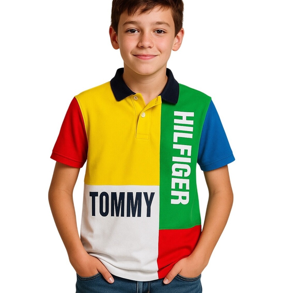 Tommy Hilfiger Youth Polo Color block XL‎ Multicolor Statement Y2K Retro Graphic